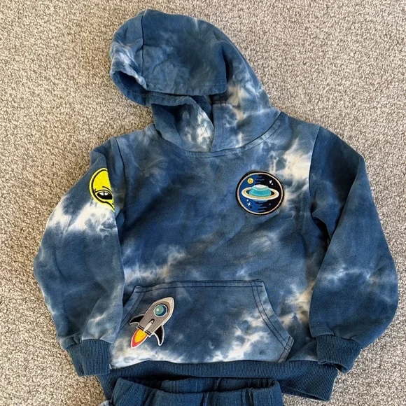 Lola + the Boys Blue Tie-Dye Space Hoodie and Joggers Set - Picture 4 of 5
